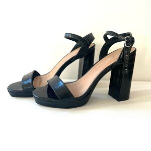 Madden Girl Black Croc-Embossed strappy heels sandals